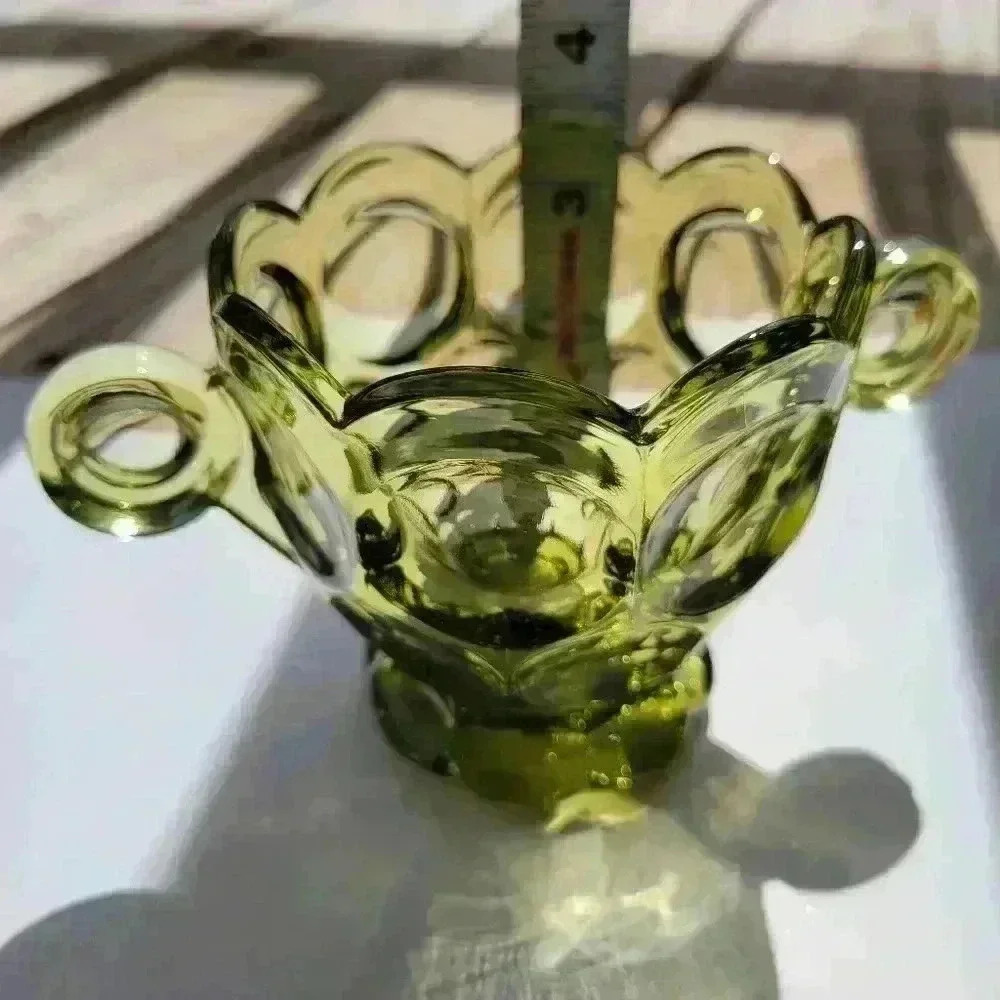COPY - Set Of 2 Vintage Imperial Green Glossy Glass Creamer & Sugar - Picture 11 of 12